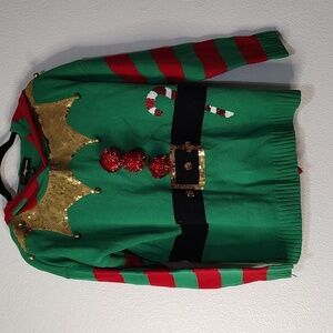 33 Degrees Ugly Christmas Sweater Elf Theme Size M